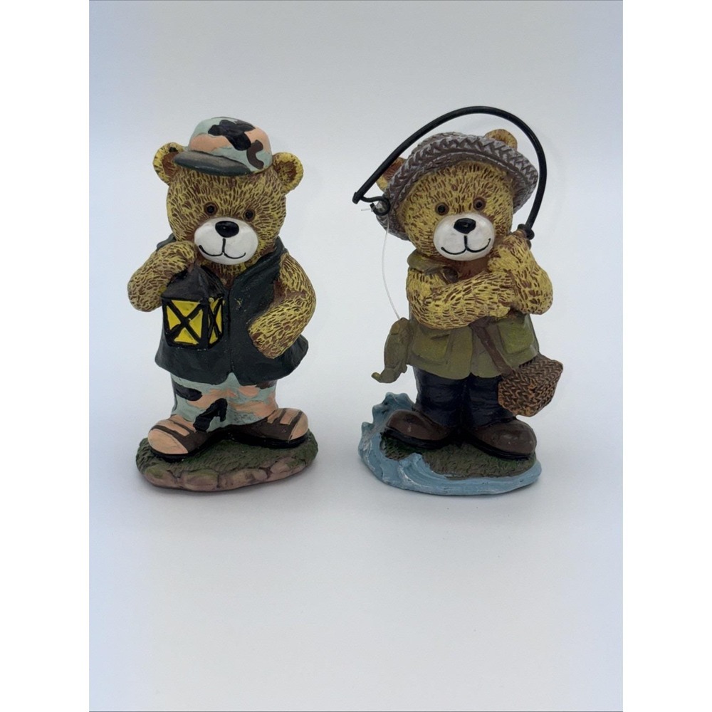 Woodland Creek Bear Figurines Set of 2 - Fishing & Hunting Camping Decor 4"